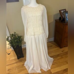 NEW SHEIN Elegant Cream Long Sleeve Dress